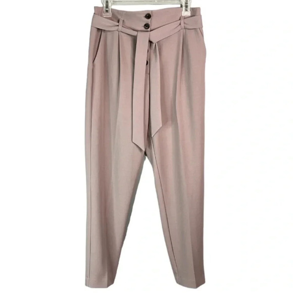 DYNAMITE Exposed Button Fly Tied Waist Dress Pants  Lilac Pink High Waist 6 - Picture 2 of 11